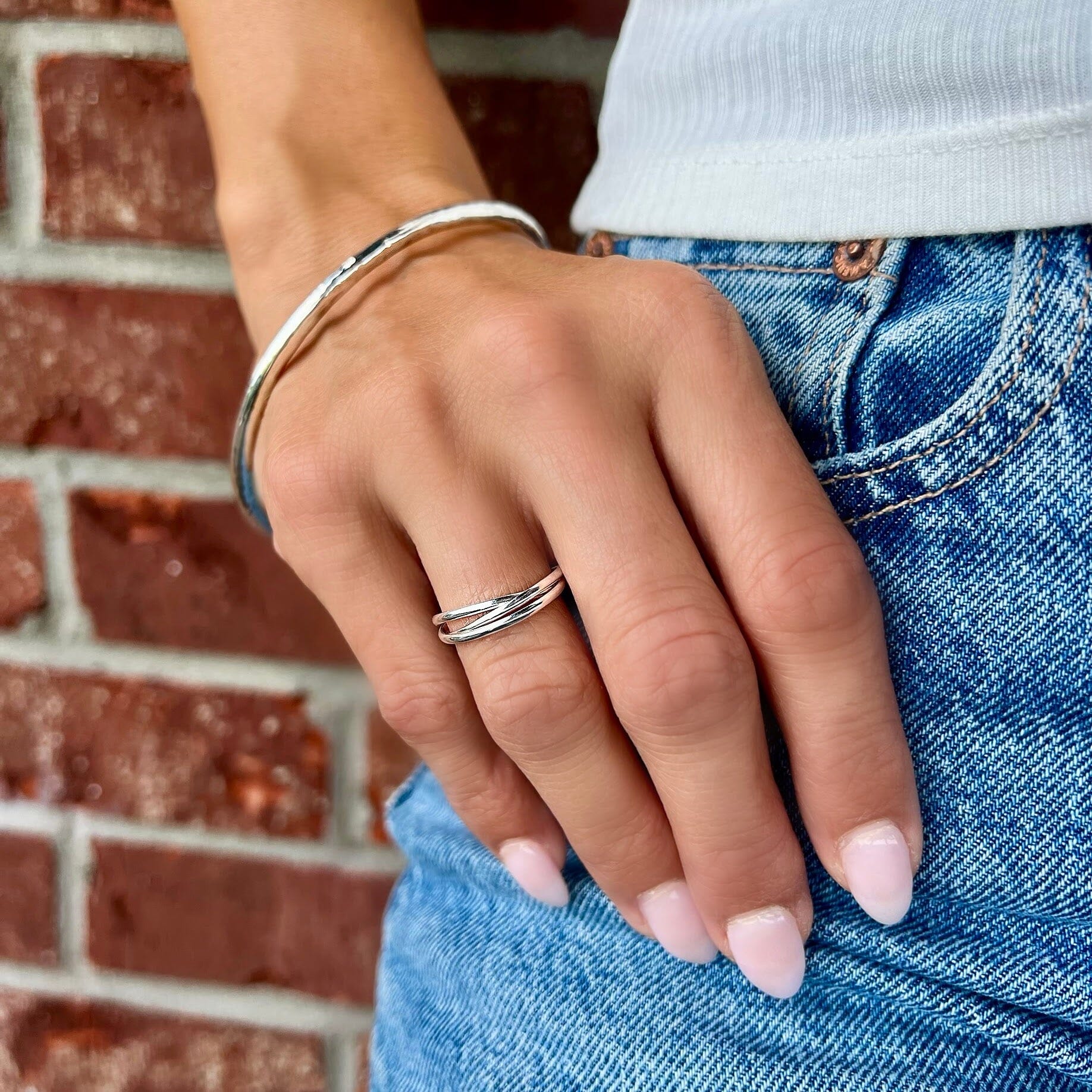 sterling silver triple band ring