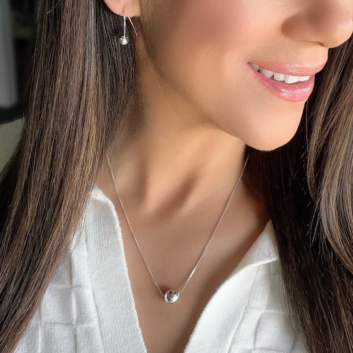 Bead-It Necklace paired with silver Dottie Earrings