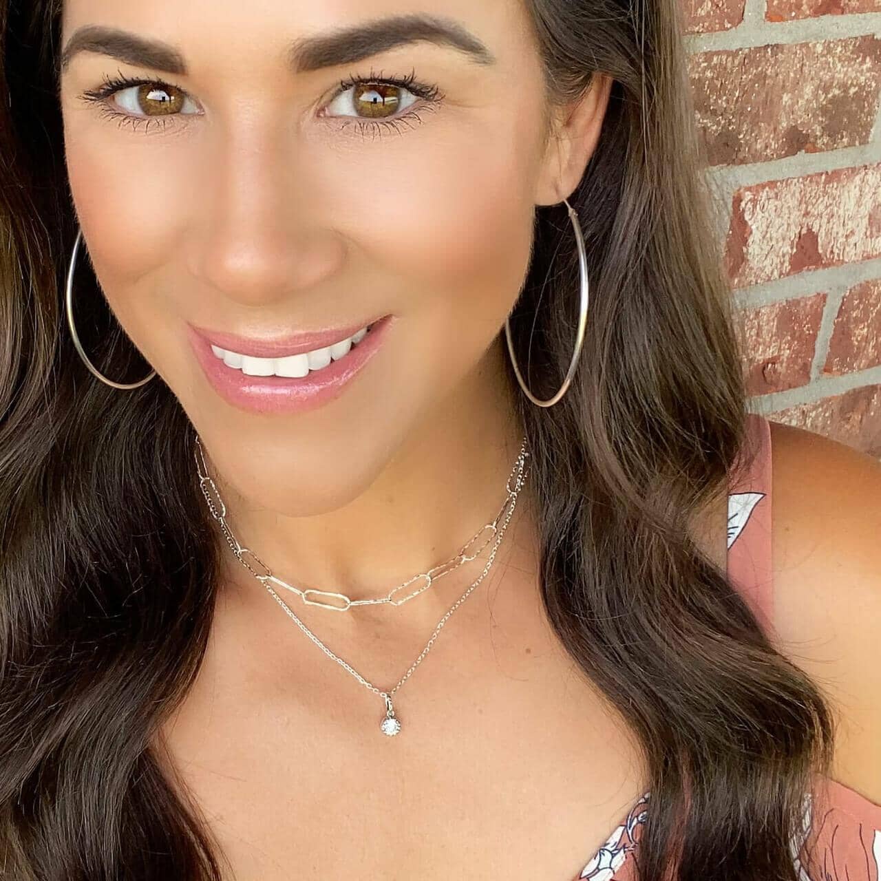 Sterling silver Sparkle On Necklace paired with Hammered Paperclip Chain and Simply the Best Hoop Earrings. 