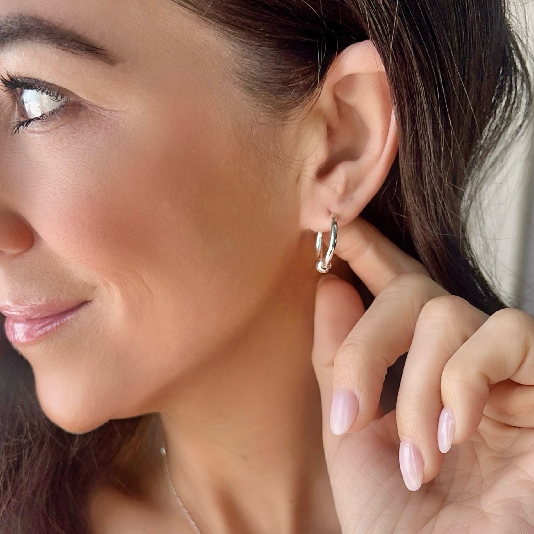 dainty sterling silver hoops with a sliding bead