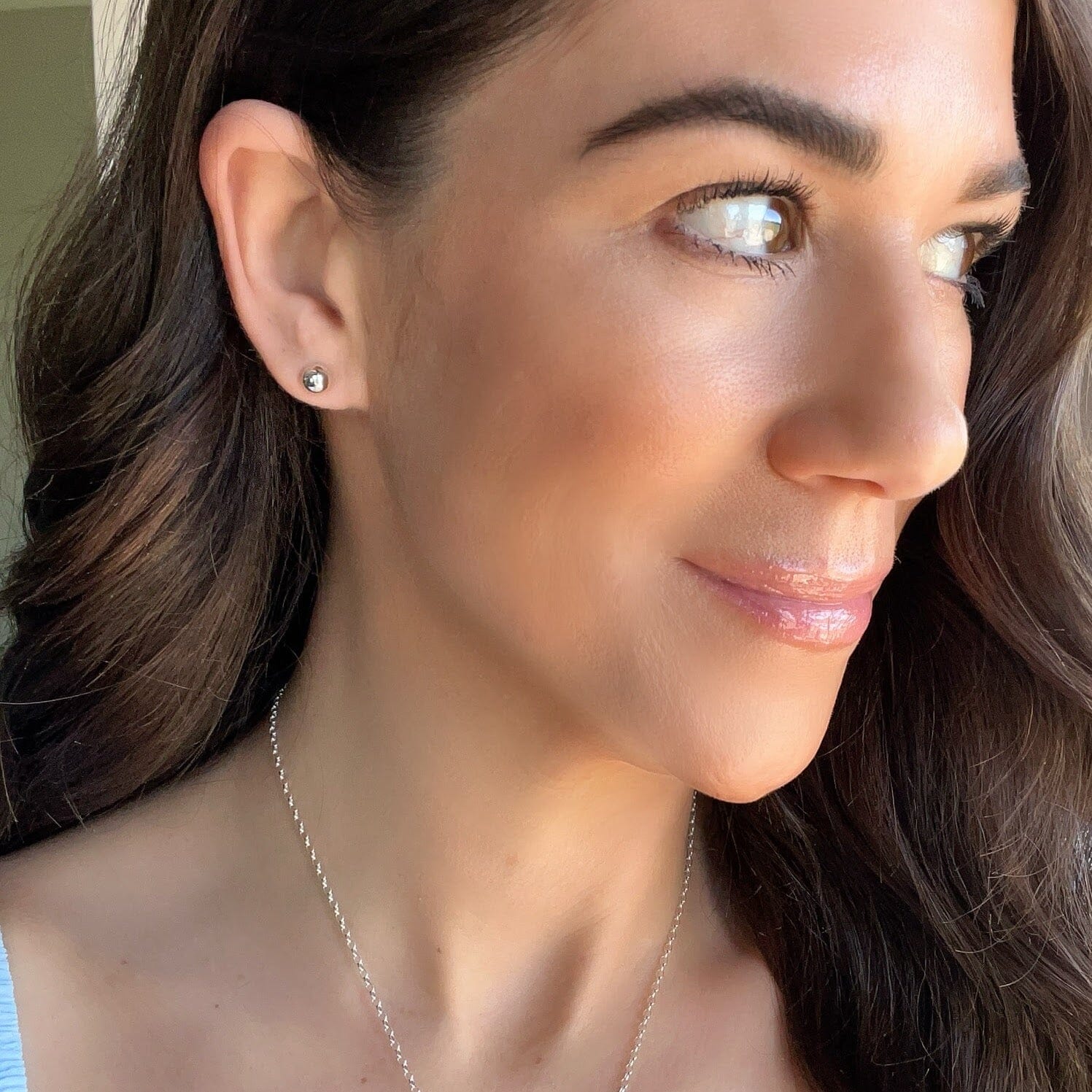 small silver bead push-back post style earring