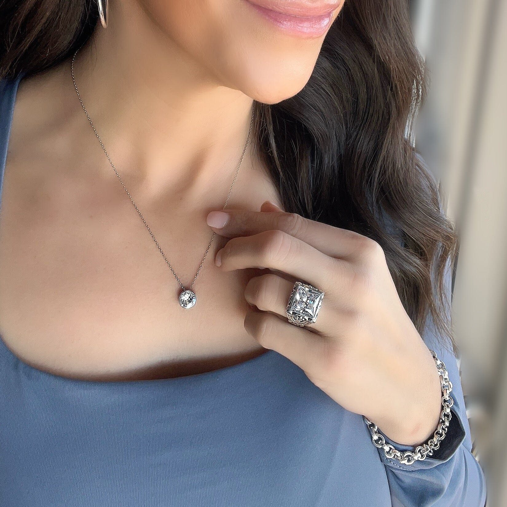 .925 Cubic zirconium stone necklace
