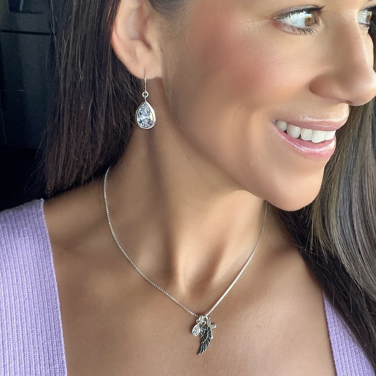 tear shaped cubic zirconia earrings in sterling silver