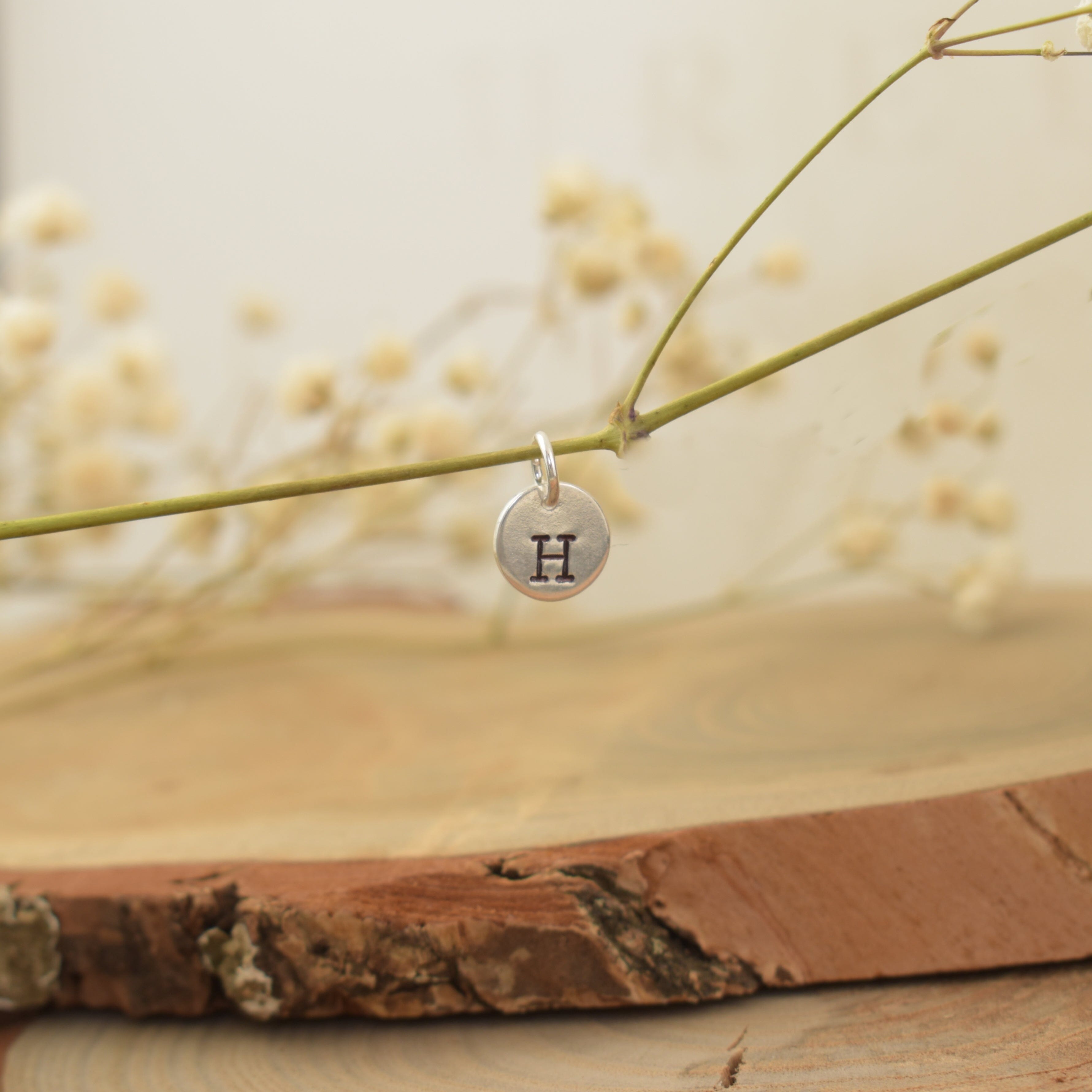 Handstamped initial pendant