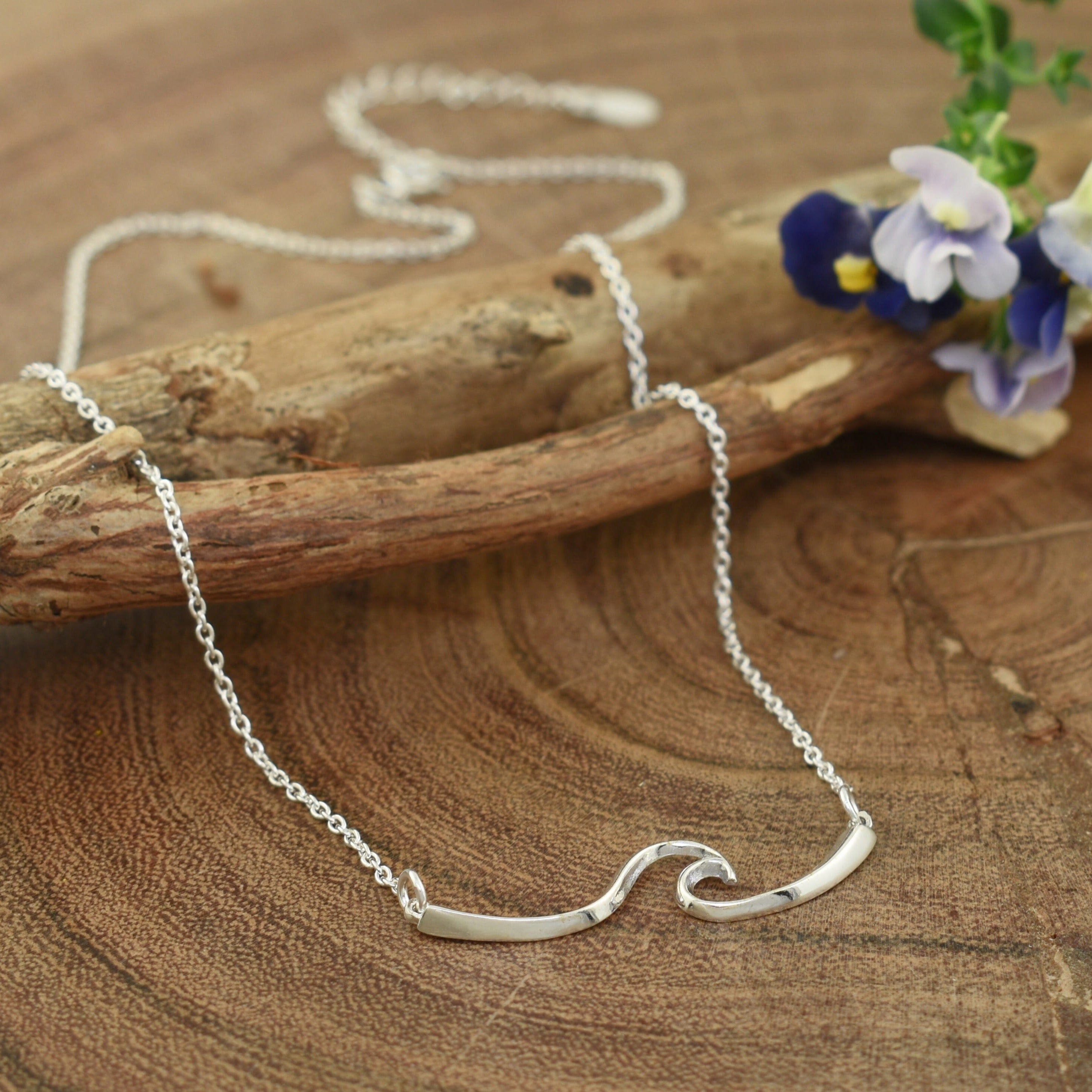 .925 sterling silver wave necklace