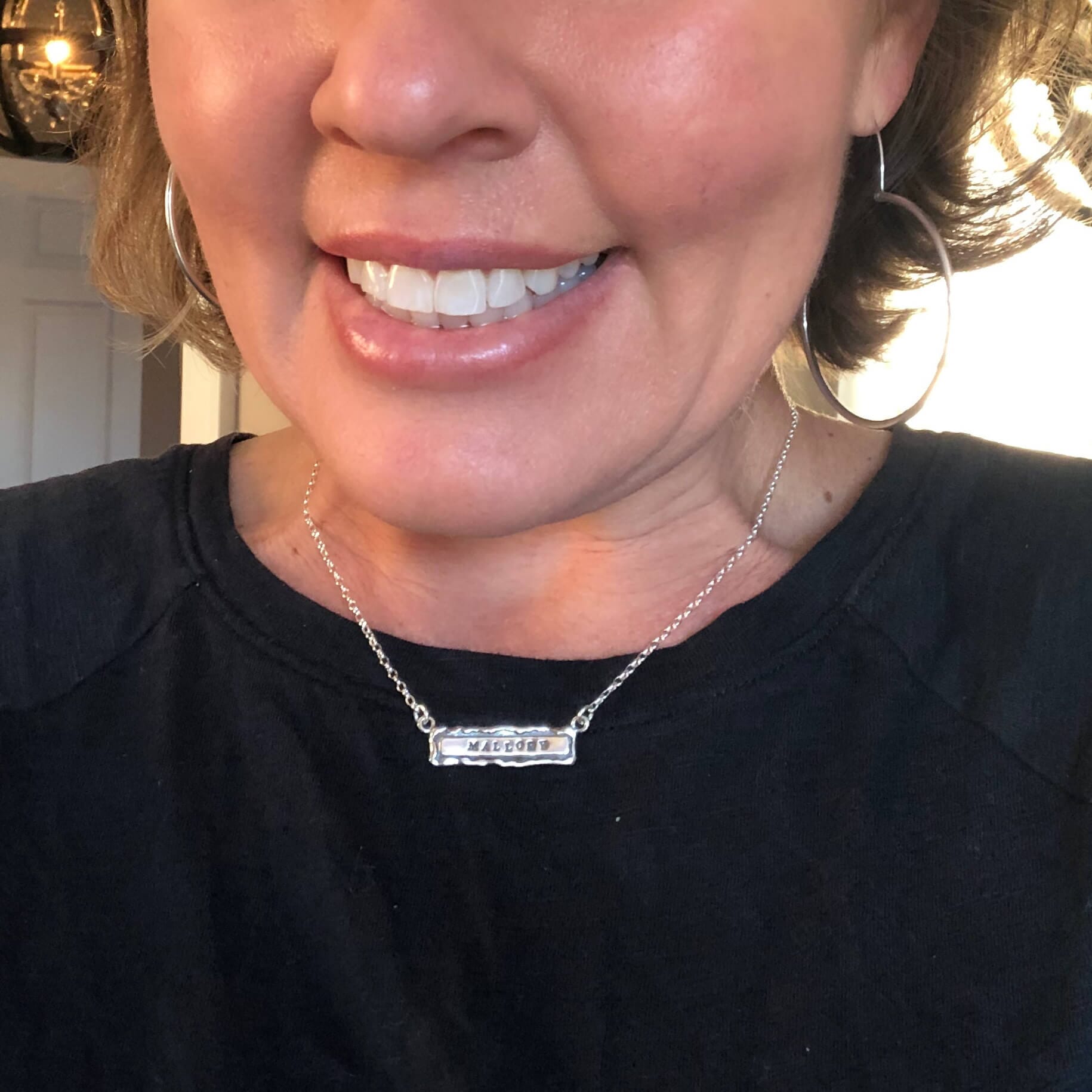 Silver bar necklace personalized with your name