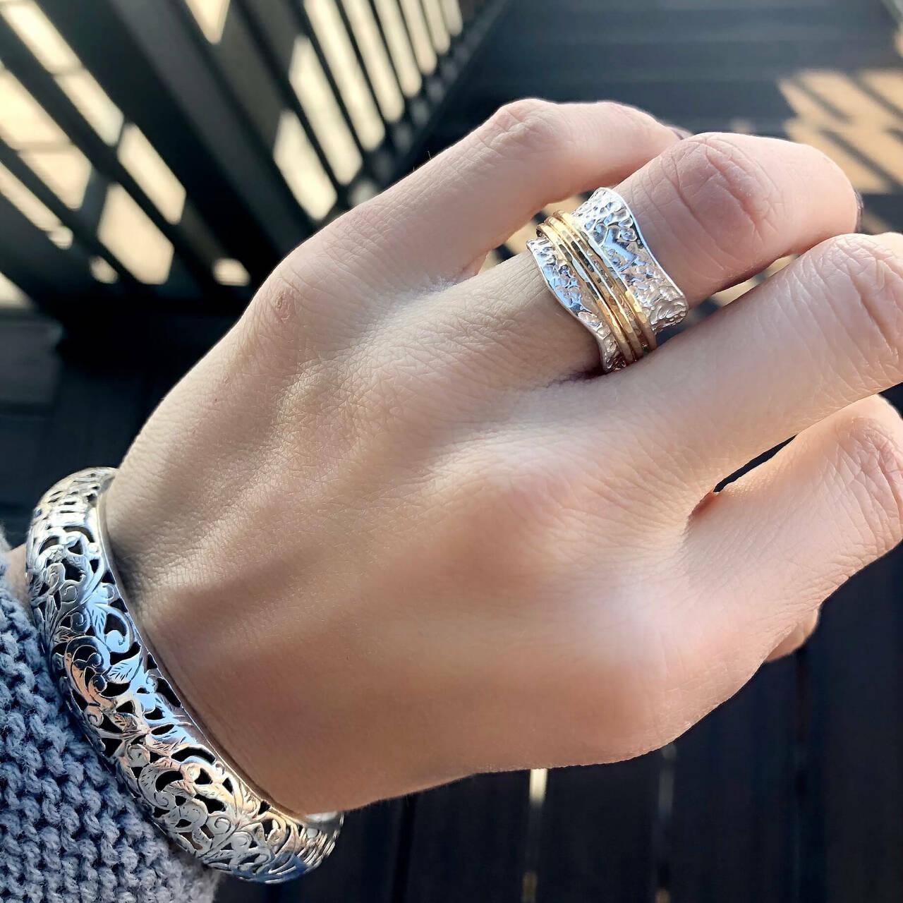All that Glitters is Gold Spinner ring with Sterling Vineyard Bangle