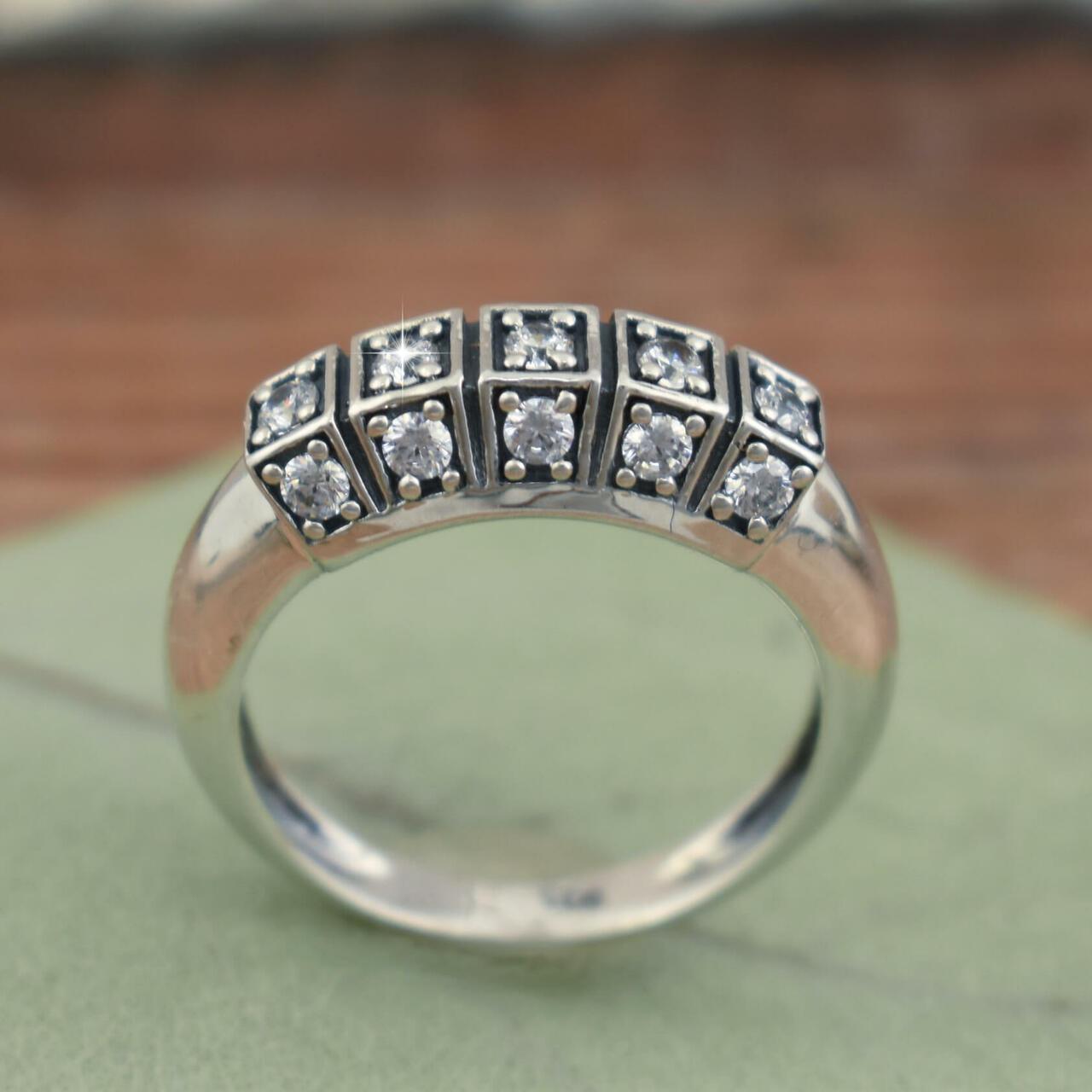 Heirloom Ring with oxidized sterling silver