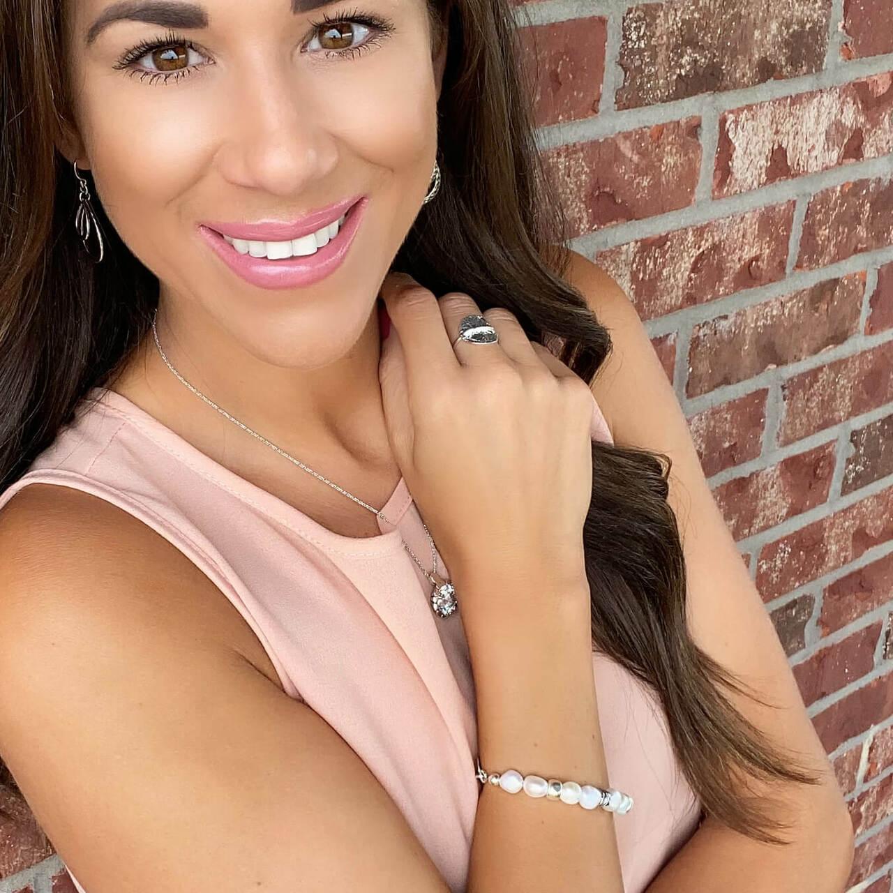 Handcrafted sterling silver and freshwater pearl bracelet
