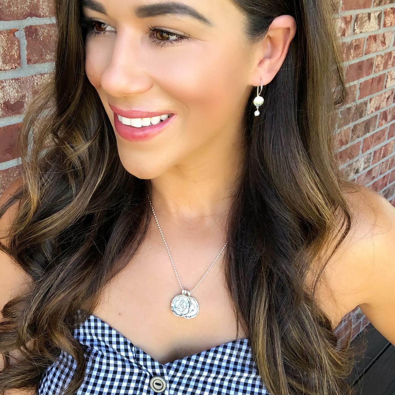 Perfect Match Earrings paired with Lasting Impressions Initial Necklace