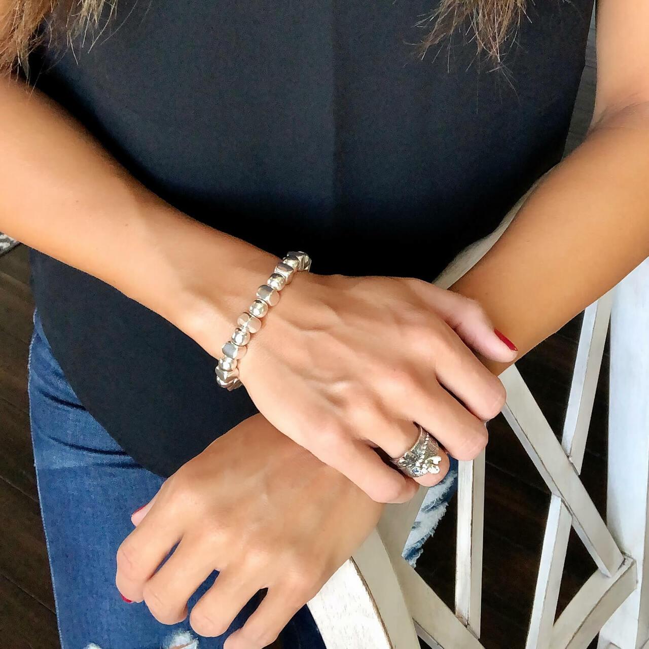 Sterling silver stretch bracelet with Dragonfly Ring