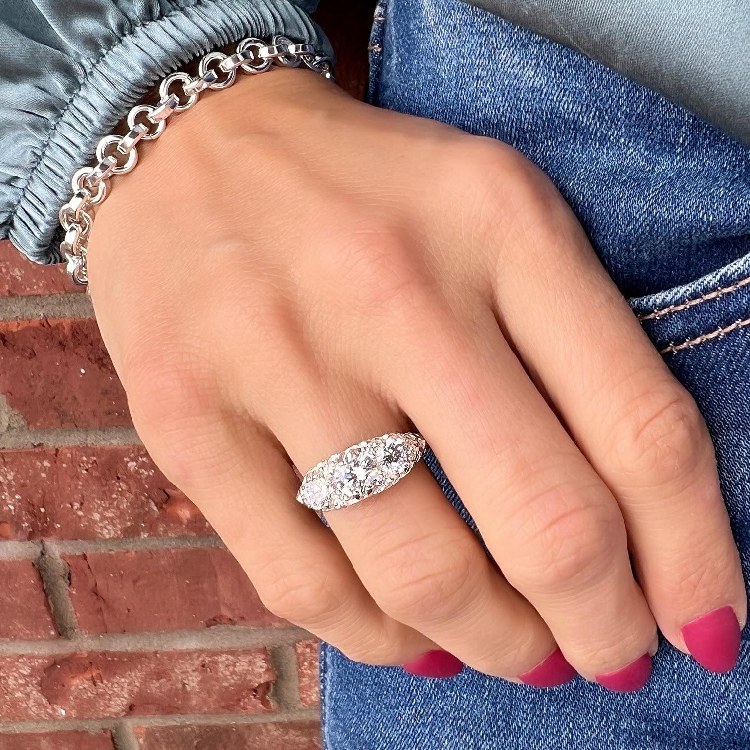 Vintage Bling Ring paired with link bracelet - Bonita