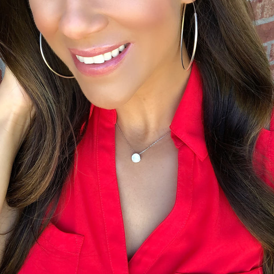 White Opal Necklace paired with Simply the Best Hoop Earrings