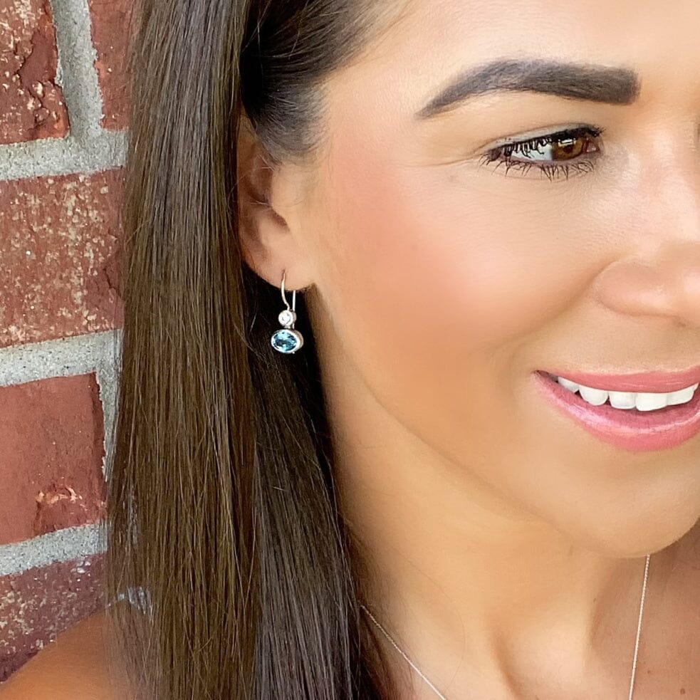 Blue Grotto Earrings in sterling silver and CZ