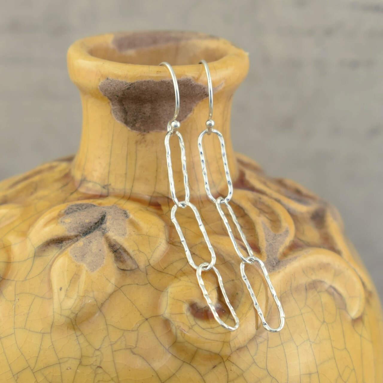 Paperclip style earrings in sterling silver