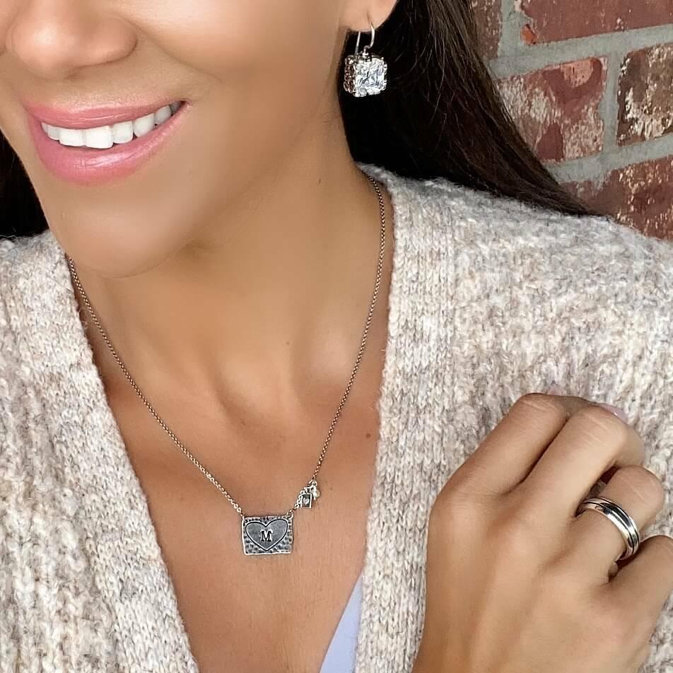 My Darling Necklace in sterling silver paired with Aristocrat Earrings