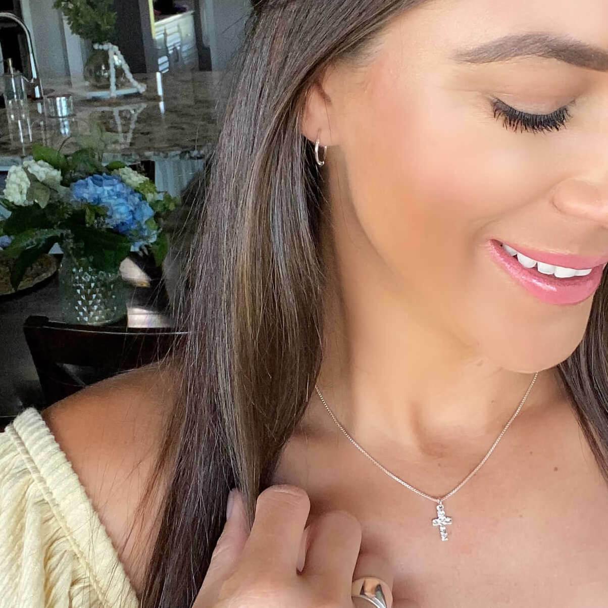 Teensy Hoop Earrings paired with The Vine Necklace and Classic Dome Ring