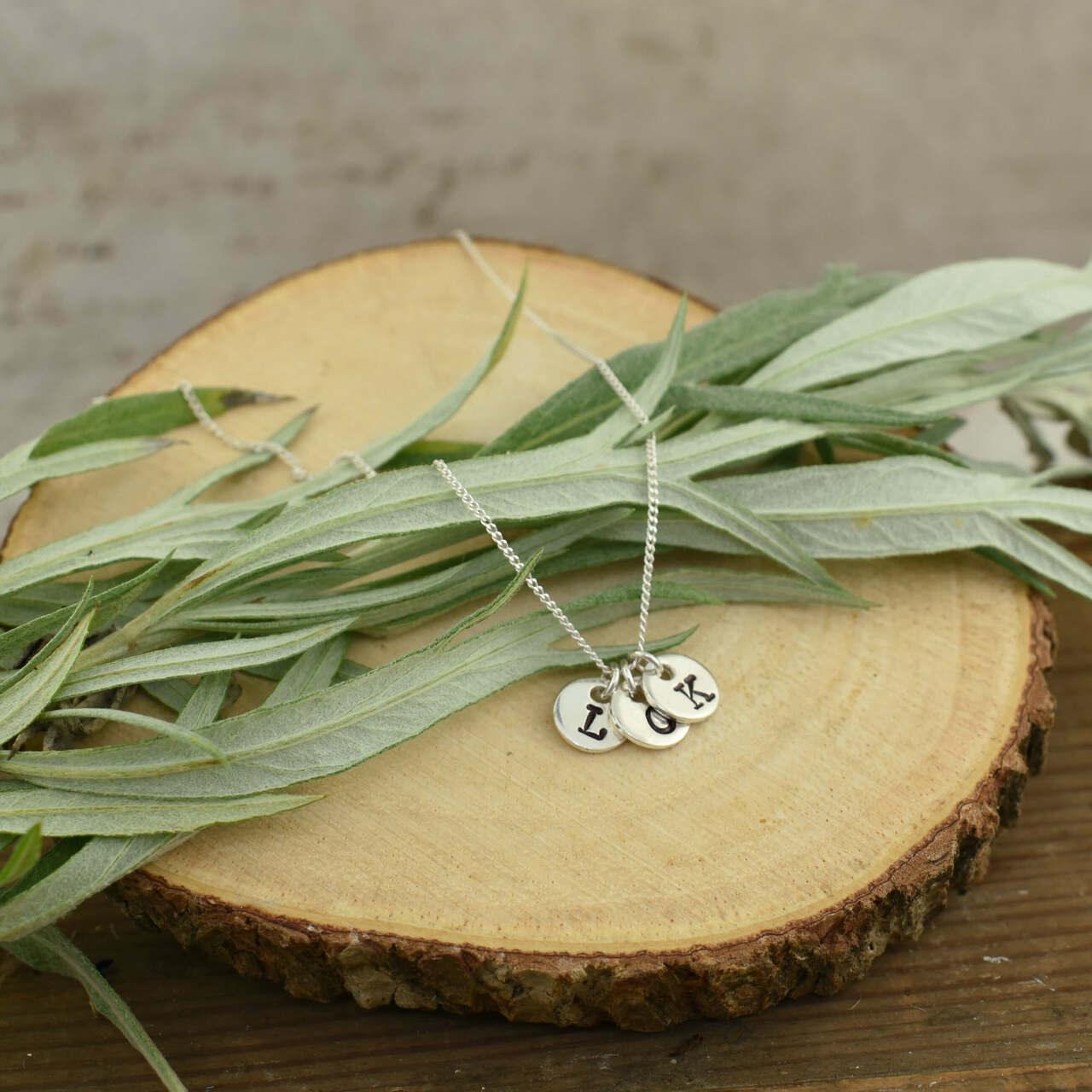Minimalist sterling silver initial necklace