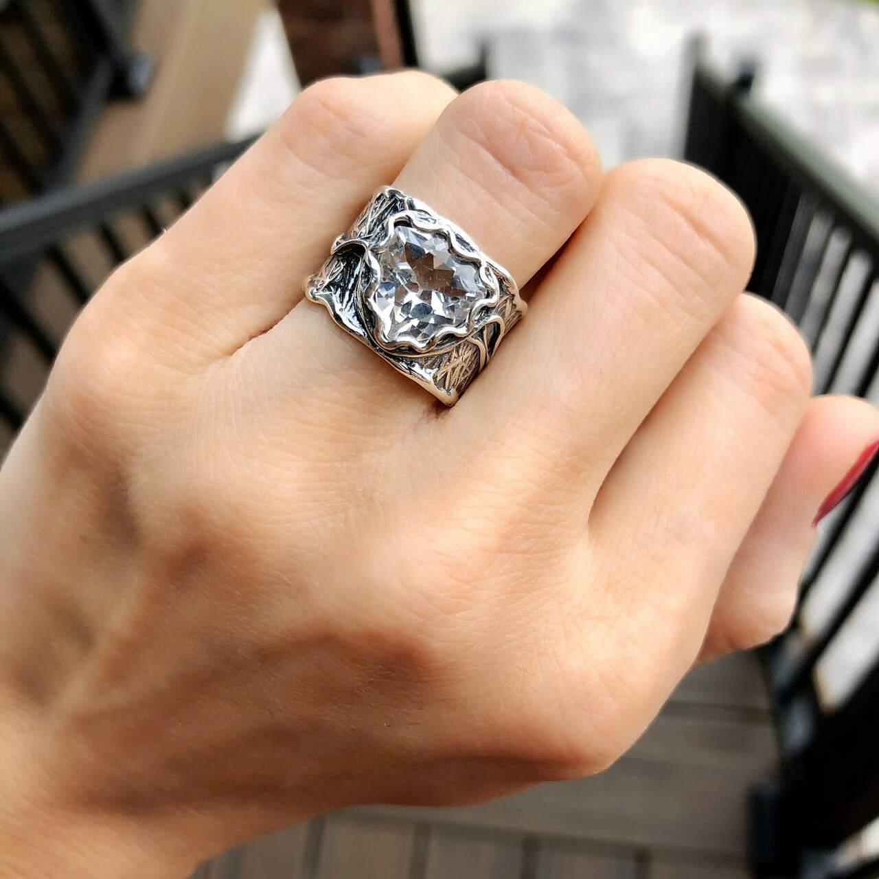 Large CZ ring She's a Natural Ring - White Topaz